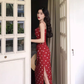 Retro mid-length polka dot dress French style holiday style sexy slim suspender skirt R1495