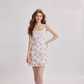 French floral suspender short dress R2710