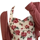 French retro rose halter dress new sunscreen knitted cardigan with suspender skirt two-piece set R0125