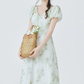 French floral dress new tea break beautiful dress waist long dress temperament R2363