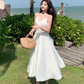 Wearing a celebrity suspender backless dress, slim fairy dress, holiday beach dress R1574