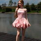 Pink tube top waist slim princess skirt homecoming dress R3617