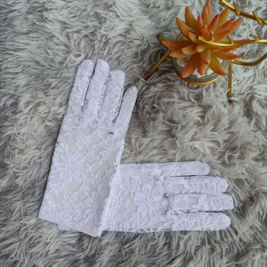 Bridal wedding gloves sun protection short lace full finger thin gloves performance gloves     S6251