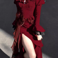 French Hepburn lolita elegant red fishtail dress dress high-grade small dress super fairy R1647