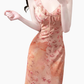 2025 summer new pink floral gentle style small flying sleeve waist lace dress R0954