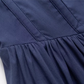 2025 Summer New Blue Square Neck Puff Sleeve Waist Slimming Short A-Line Dress R0944