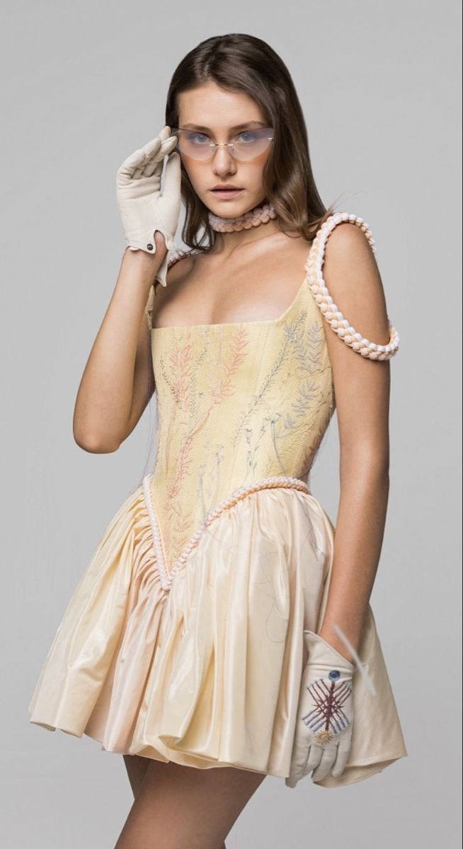 Yellow retro pattern A-line suspender puffy princess skirt homecoming dress R2424