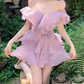 French gentle style one-line ruffle dress 2025 pure desire style seaside holiday dress R1346
