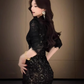 French pure lace strap dress 2025 temperament waist hip evening dress R1413