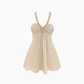 French heavy diamond halter dress 2025 thousand gold feeling slim a-line short skirt R1185