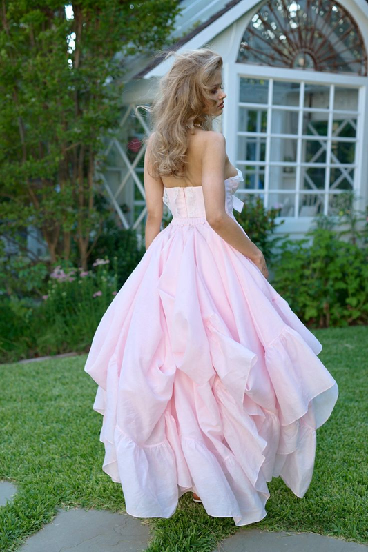 Flowy Chiffon Women's Prom Gown Blush Pink Corset Maxi Evening Dress Birthday Dress — Fall Outfit 2026 New RS3216