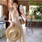 V-neck floral halter neck sleeveless suspender dress summer French pastoral style holiday dress R4664