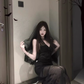 Christmas Black V-neck Lace Dress 2025 Mesh Hip Fishtail Skirt R1024