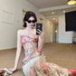 French oil painting style herringbone tube top 2025 lace patchwork skirt suit R1134