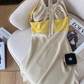 French hollow halter neck dress for women high-end temperament waist short dress R3990