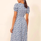 French holiday style long blue 2025 new dress R2605