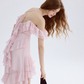 Watercolor flower path pink dress high-grade suspender skirt short skirt female summer R3422