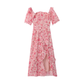 Tea break French seaside vacation chiffon floral dress 2025 new waist slit irregular long skirt R0104