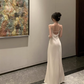 French satin suspender dress temperament backless holiday slim fit hip-wrapped long skirt R1542