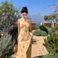 Gentle temperament halter neck floral dress beautiful waist backless A-line long skirt R0740