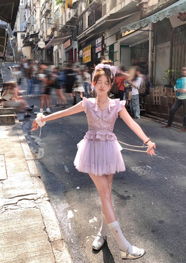 High waist short A-line pleated mesh skirt for women summer French style tall and slim skirt R4823