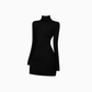 Sexy hot girl black high collar long sleeve dress 2025 backless slim hip skirt R1313