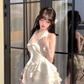 Pure desire style V-neck beaded halter dress 2025 lace waist tutu skirt R1392