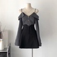 Gray suspender shirt and skirt pure desire style sweet and spicy two-piece suit R2084