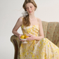 Yellow floral maxi dress suspender dress holiday outfit dress floral dress R2694