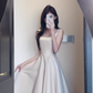 French style high-grade satin suspender dress with a unique and beautiful waist birthday dress R0469
