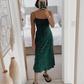 Green cashew color dress with waist and slimming suspenders R2905