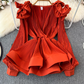 Ruffled waist shirt 2025 niche design three-dimensional petal waist cover meat slim top trend R0390