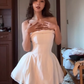 Large size French pure desire tube top dress atmosphere birthday white small dress R1871