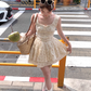 Women's romantic floral suspender dress sweet skirt R4948