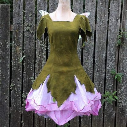 Green slim waist skirt gradient pink bud short skirt homecoming dress R2843
