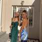 Green cashew color dress with waist and slimming suspenders R2905