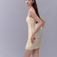 Hot girl solid color slim halter neck suspender dress summer hip-wrapped slim sexy short skirt R3329