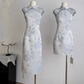 New Chinese style short skirt waist slimming Chinese style lace cheongsam dress R2078