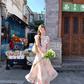 Long printed halter neck dress for women summer French style skirt R4831