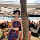 Holiday style retro print tube top vest irregular hip skirt two-piece set R0894