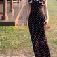 French retro lace ruffled polka dot dress 2025 slim holiday long dress R1158