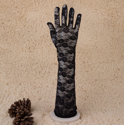 Lace long etiquette gloves wedding bride hands summer sun protection driving long gloves     S6212