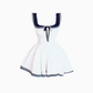 College style navy collar sleeveless dress 2025 contrast color slim waist a-line short skirt R1294