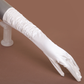 Bridal Gloves Satin Mid-Length Lace-Up Satin Back Elastic Satin Wedding Dress Beige Gloves     S6261