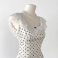 Sweet white polka dot short skirt lace satin slim waist dress female summer a-line skirt R0108