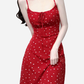 2025 Summer New Red Polka Dot High Waist Vacation Small A-line Suspender Dress R0965