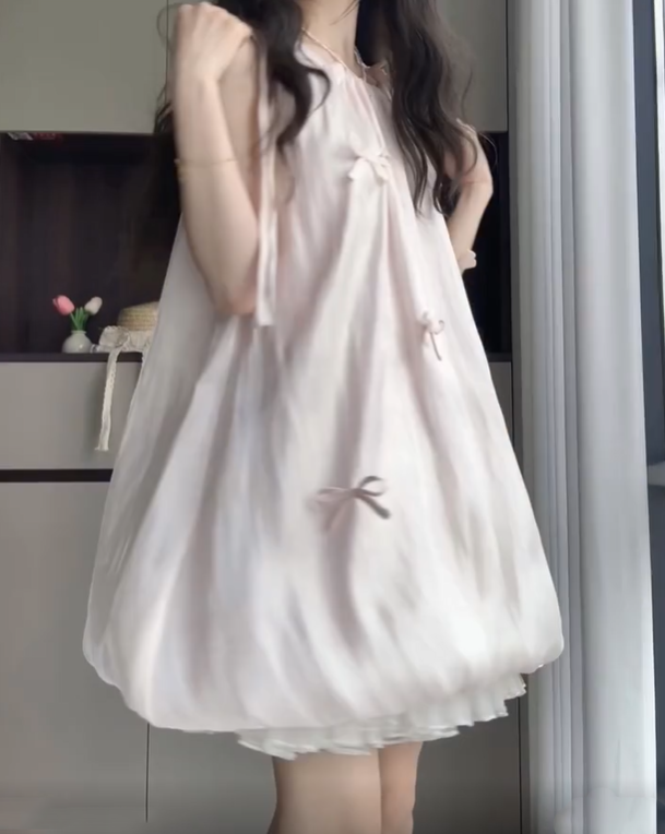 Sweet and fresh sleeveless flower bud dress temperament French A-line skirt for petite R0789