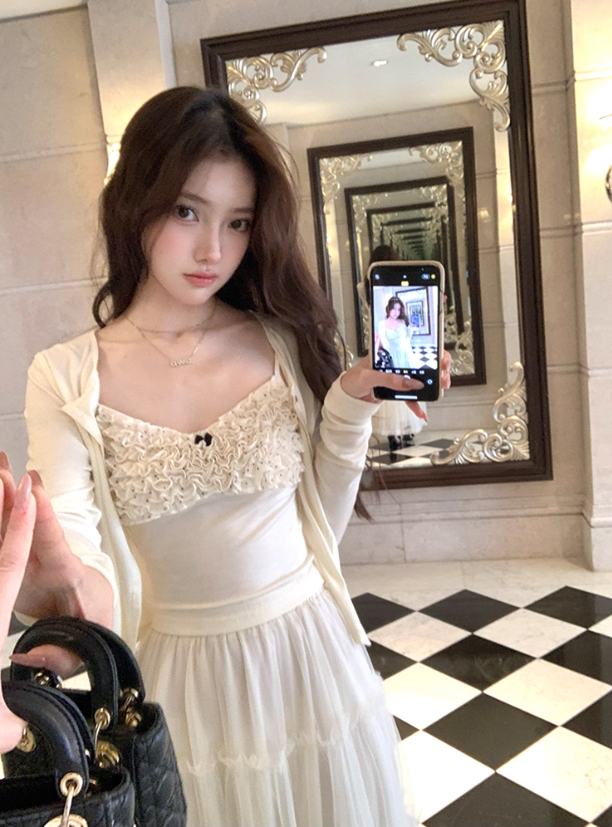 Short small camisole women's A-line skirt summer two-piece suit R4830