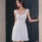 Tencel romantic slim floral dress women's summer French style sweet waist short skirt R3331