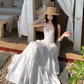 Fairy Qianjinfeng waist skirt daisy flower gentle white moonlight cake dress R1748